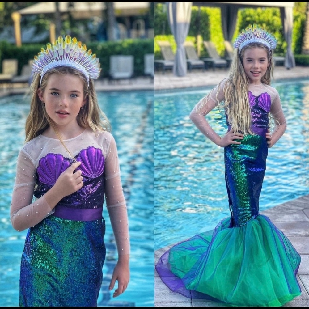 Custom 🧜‍♀️ Ariel mermaid costume and wig cosplay Halloween Etsy girls kids